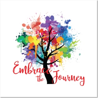 EMBRACE THE JOURNEY Paint Splash Watercolor Tree of Life Yoga Inspired Posters and Art